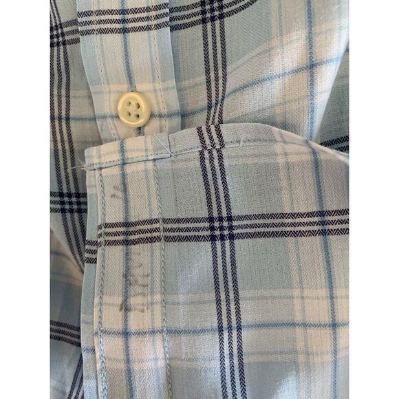 Peter Millar Blue White Plaid Long Sleeved Men's Button Down Shirt‎ Size Medium - Picture 4 of 8